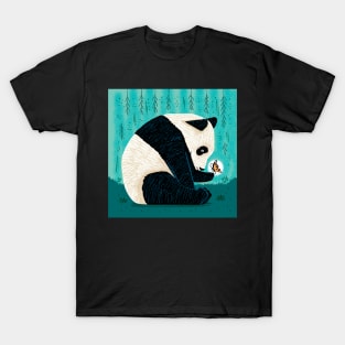 The Panda and The Butterfly - green version T-Shirt